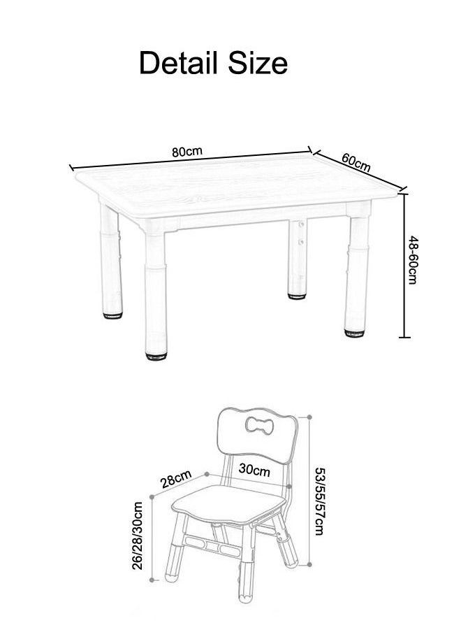JSAITOYS 3-Piece Kids Study Table Chairs Set Height Adjustable Toddler Art Desk and Seat for Kids Graffiti Desktop  - Image 2