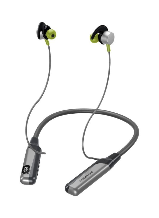 PROMATE Wireless Neckband Earphones,High-Definition Bluetooth 5.0 Earphones with TF Card Reader,Hall Switch Sensor,LCD Screen,Sweat-Resistance and 70Hrs Long Playtime forSmartphones,Blend Grey - Image 1