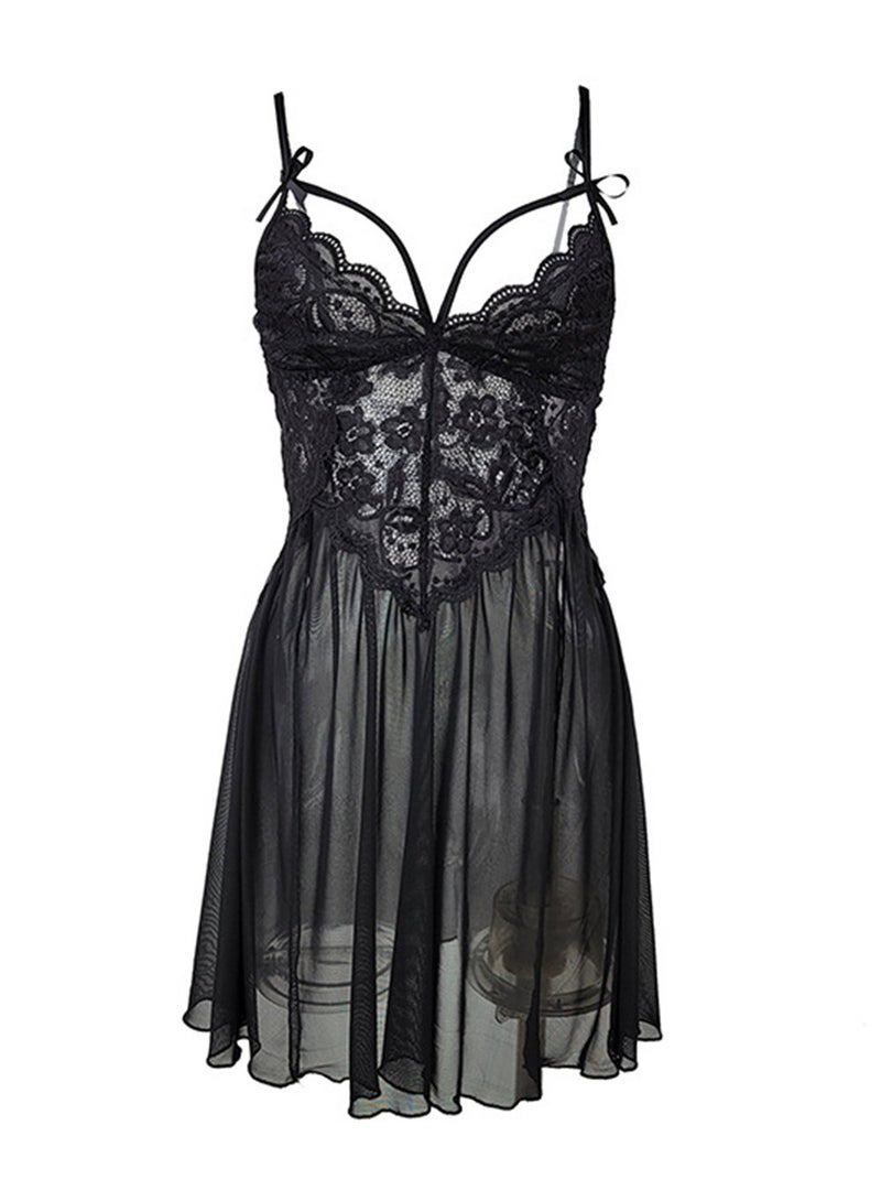 2pcs lace embroidered suspender pajamas comfortable pajamas and panties set  - Image 1