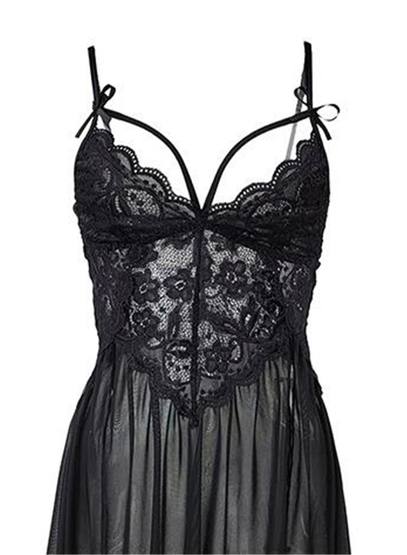 2pcs lace embroidered suspender pajamas comfortable pajamas and panties set  - Image 2