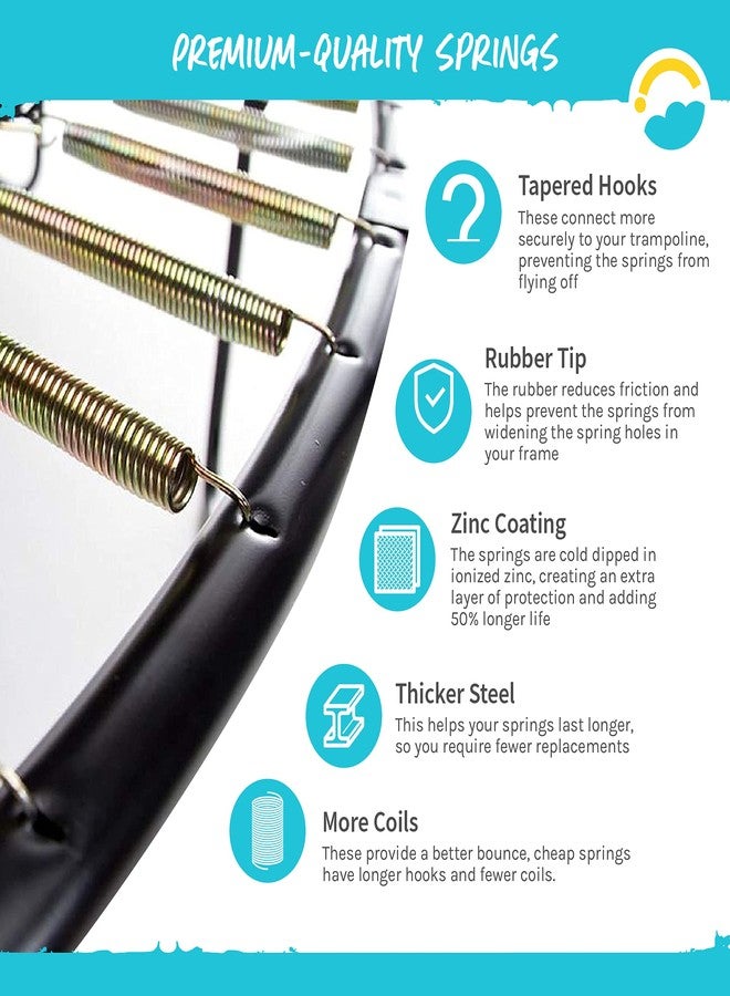 SkyBound Trampoline Springs - 7 Inch, 12 Stainless Steel Springs - Heavy Duty Trampoline Springs - Weather Resistant Galvanized Steel with Rubber Tipped Hooks - Spring Replacement Kit with T-Hook - Image 5