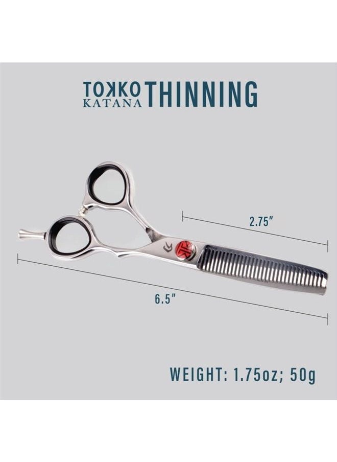 EVERLONG - Katana Classic Professional 6.5" Shear Set by Tokko Shears, Premium 440C Japanese Steel Regular and Thinning Scissors for Barbers and Salon Professionals - Image 1