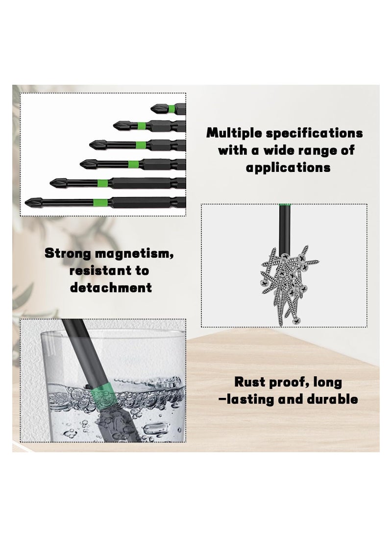 RATSAW - 6 Pcs Magnetic Screwdriver Bit Sets Non Slip Magnetic Drill Bits for Rope Drills Cordless Drills Hand Screwdrivers Electric Drills Air Drills Mechanical Equipment - Image 1