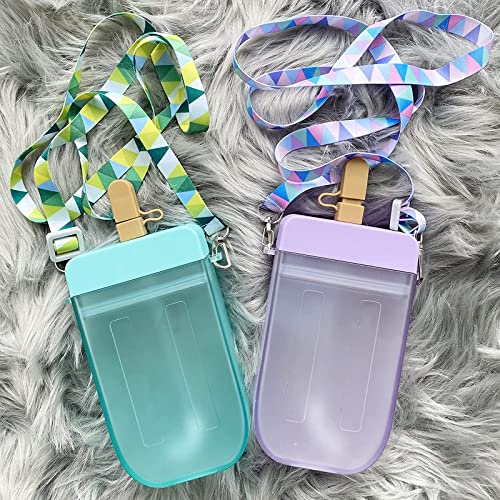 AXLOFO® Cute Water Bottle with Straw - 300 ML Creative Ice Cream Popsicle Cups Adjustable Shoulder Strap for School Girls, BPA Free Kawaii Drinking Bottles (purple) - Image 5