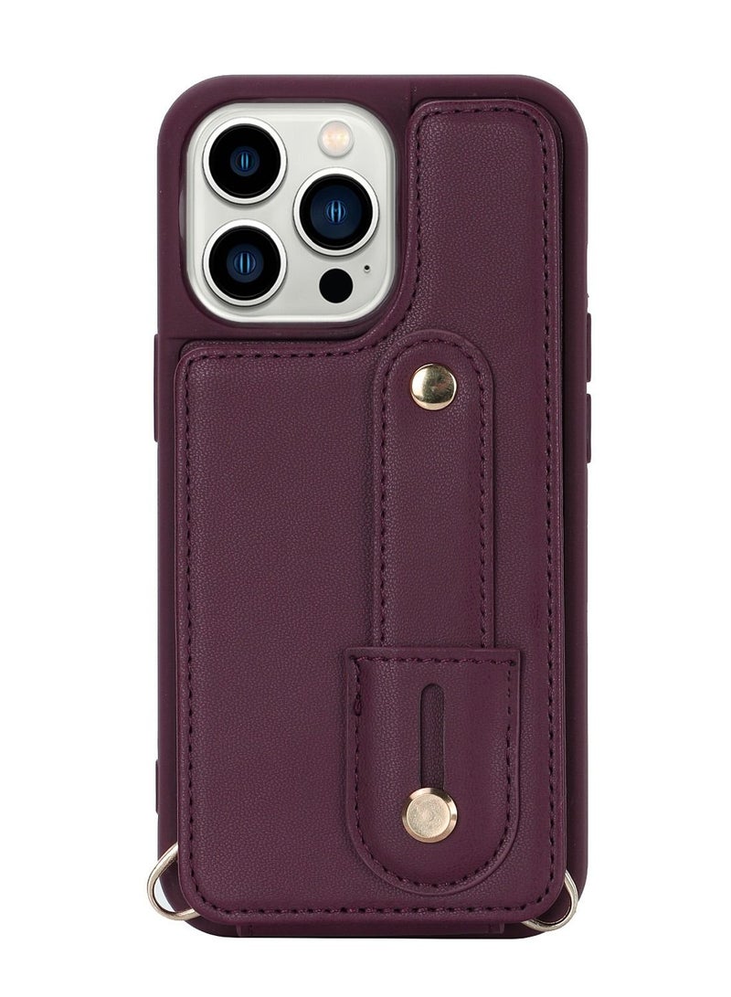 Suteni Back Cover Wristband Card Slots Leather Phone Case for iPhone - Image 1