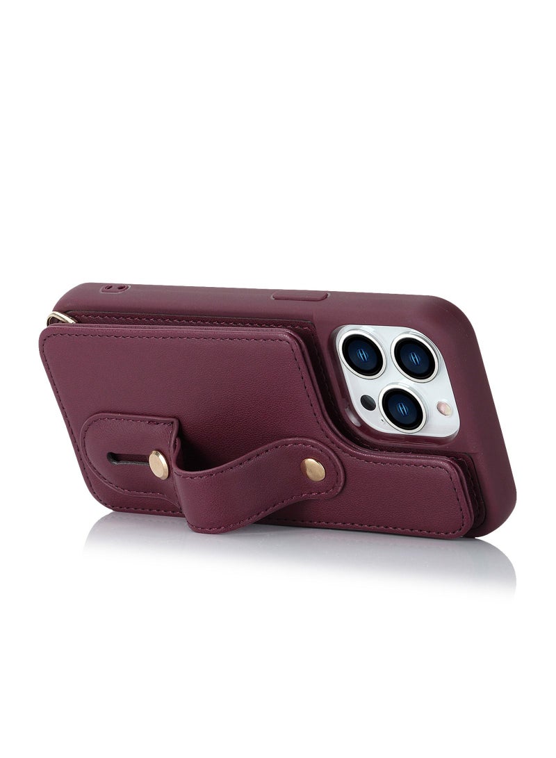 Suteni Back Cover Wristband Card Slots Leather Phone Case for iPhone - Image 3