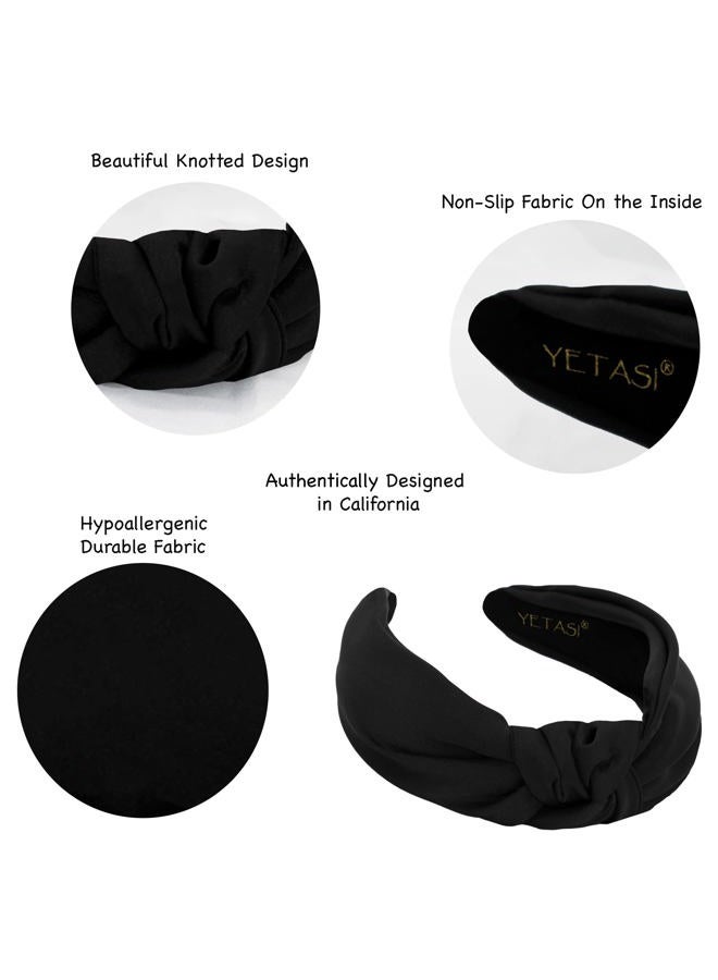 YETASI Headbands for Women Black Satin,Elegant Knotted Headband for Women Made of Non-Slip Silk Quality Satin Fabric, Top Knot Head band is Womens Headbands Fashion Designer - Image 4