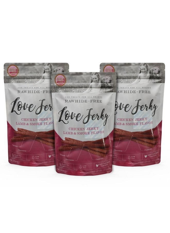 Rena 'S Love Jerky Lamb And Smoked Flavor Dog Treats. Specially Crafted For Dogs Of All Breeds, Each Pack Contains Three 360G Pouches, Ensuring Plenty Of Delicious Snacks For Your Canine Companion. - Image 1
