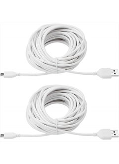 Smays 2-Pack 25ft USB to Micro USB Extension Power Cable Compatible for Wyze Cam, Oculus Go, Yi Home Camera, Kasa Cam Security Camera, White  - Image 1