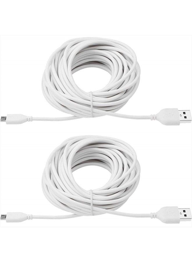 Smays 2-Pack 25ft USB to Micro USB Extension Power Cable Compatible for Wyze Cam, Oculus Go, Yi Home Camera, Kasa Cam Security Camera, White - Image 1