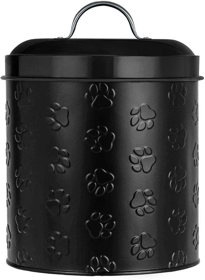 Amici Home Amici Puppy Paws Embossed Pet Food Canister, Pet Storage Containers, Airtight Lid, Dog Treat Jar, Rustic Metal Treat Canister for Kitchen Counter (Black, 104 Oz) - Image 1