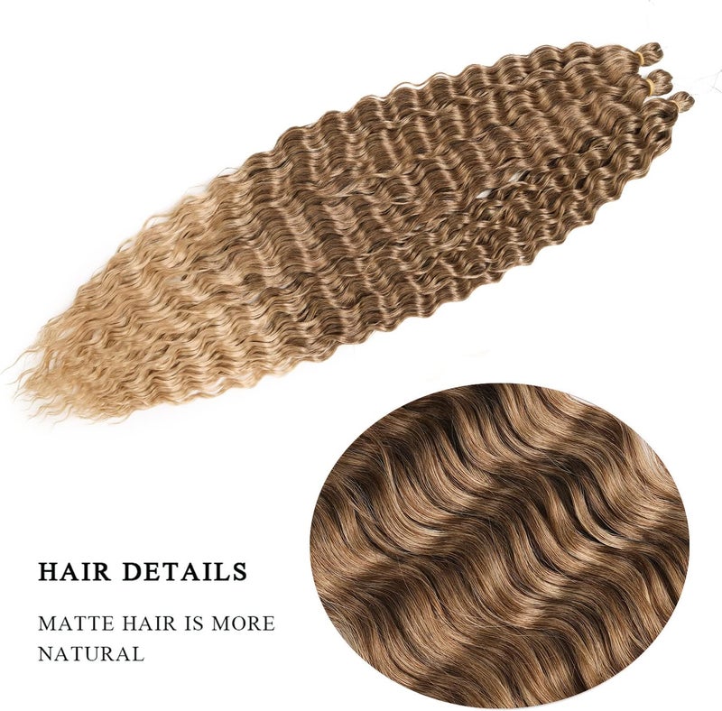 MAYSA Ocean Wave Crochet Hair 30inch 6Packs Curly Braiding Crochet Hair Soft Synthetic Brown Ombre Crochet Hair Extensions for Women #T8/24 - Image 3