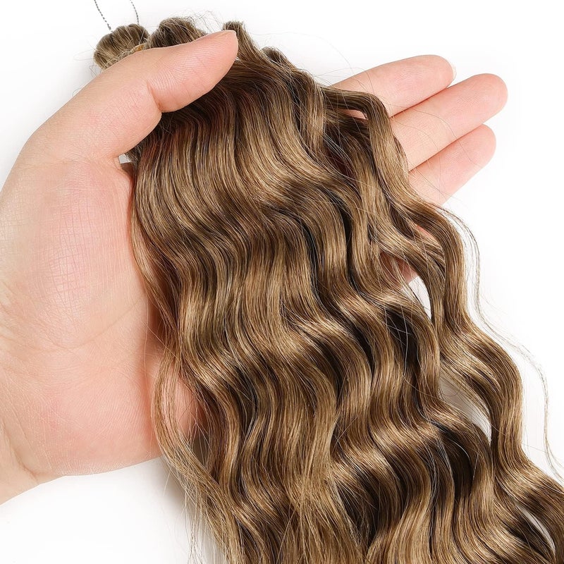 MAYSA Ocean Wave Crochet Hair 30inch 6Packs Curly Braiding Crochet Hair Soft Synthetic Brown Ombre Crochet Hair Extensions for Women #T8/24 - Image 5
