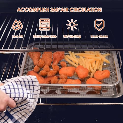 SHOPOBOX Kitchen Deep-Fried Food Drain Basin Rectangle Crispy Tray Filter Mesh Fresh-Keeping Basket Non-Stick Oil Pan Crisping Tray Oven Baking Tray Frying Basket and Baking Sheet (01) - Image 4