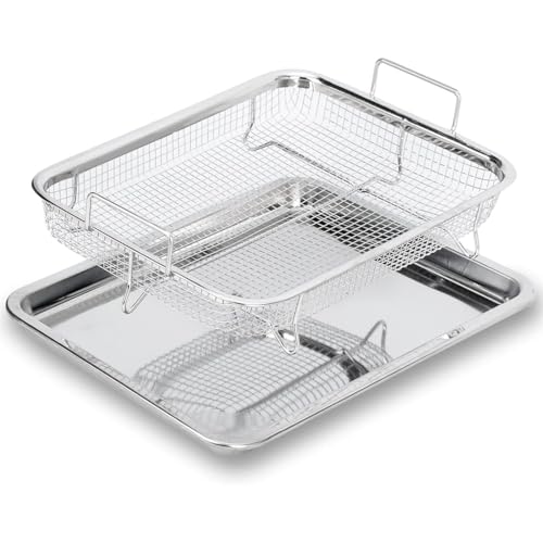 SHOPOBOX Kitchen Deep-Fried Food Drain Basin Rectangle Crispy Tray Filter Mesh Fresh-Keeping Basket Non-Stick Oil Pan Crisping Tray Oven Baking Tray Frying Basket and Baking Sheet (01) - Image 1