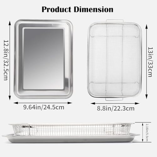 SHOPOBOX Kitchen Deep-Fried Food Drain Basin Rectangle Crispy Tray Filter Mesh Fresh-Keeping Basket Non-Stick Oil Pan Crisping Tray Oven Baking Tray Frying Basket and Baking Sheet (01) - Image 2