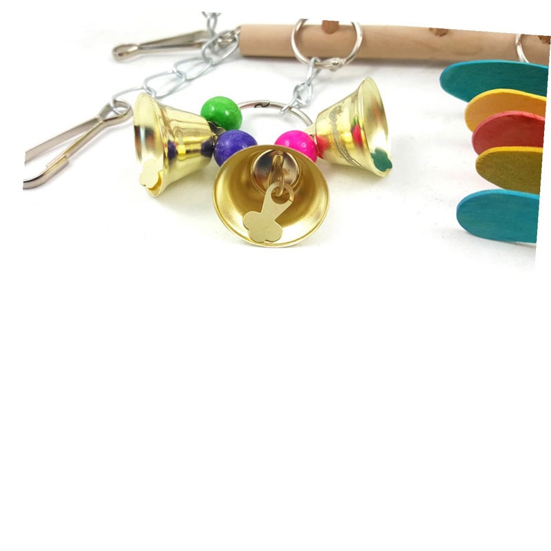 Wooden Parrot Swing Stand Stair Perch Colorful Bird Cage Accessory 30x23cm - Image 4