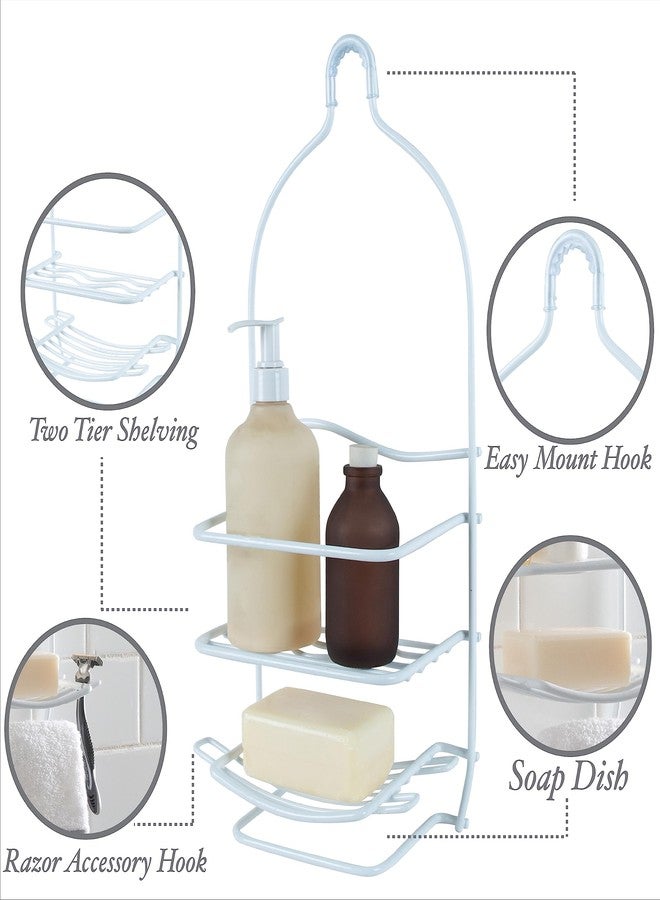 Bath Bliss Curve Design Shower Caddy | Over the Shower Head | Rust Proof | Bathroom Organization | Bath Organizer | 2 Tier | White - Image 2