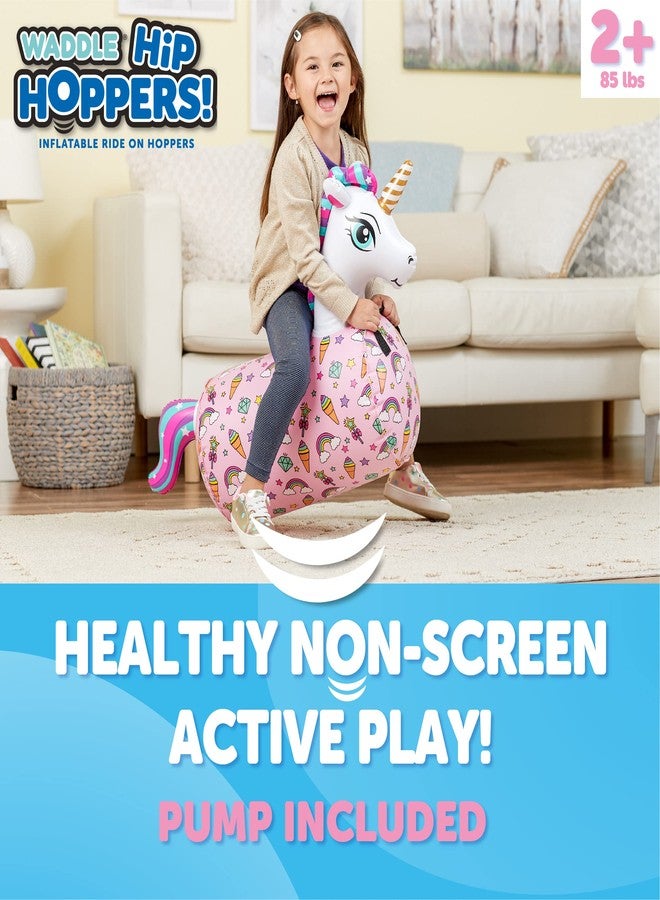 WADDLE Hip Hopper Inflatable Hopping Animal Bouncer Unicorn, Ages 2 and Up, Supports Up to 85 Pounds - Image 2