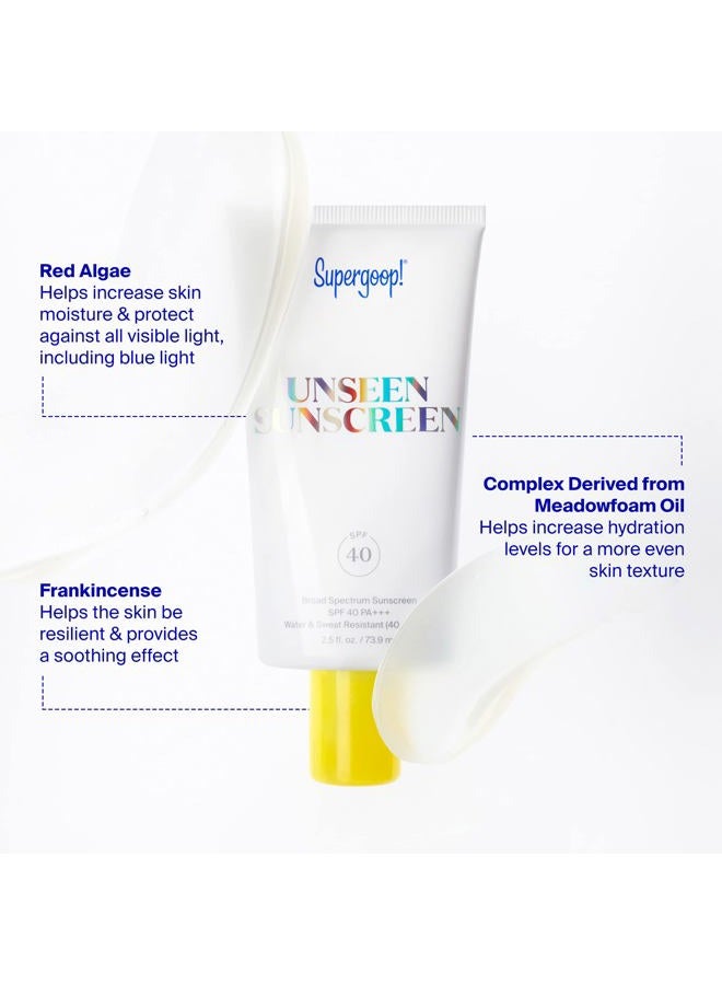 Supergoop! Unseen Sunscreen - SPF 40 - Invisible, Broad Spectrum Face Sunscreen + Makeup-Gripping Primer - Weightless, Scentless, Oil Free - For All Skin Types & Skin Tones - 0.5 fl oz - Image 4