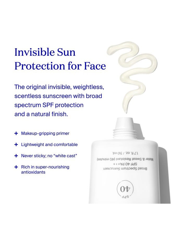 Supergoop! Unseen Sunscreen - SPF 40 - Invisible, Broad Spectrum Face Sunscreen + Makeup-Gripping Primer - Weightless, Scentless, Oil Free - For All Skin Types & Skin Tones - 0.5 fl oz - Image 2