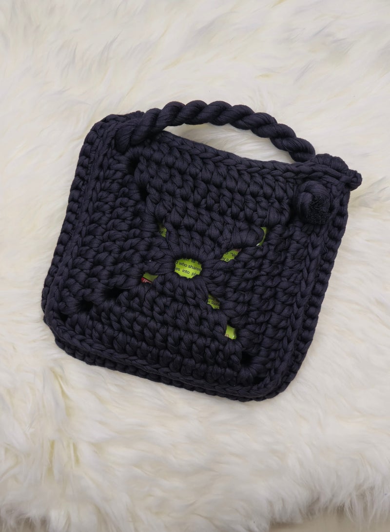 RandSac Black Crochet Top Handle Tote Handbag - Image 1