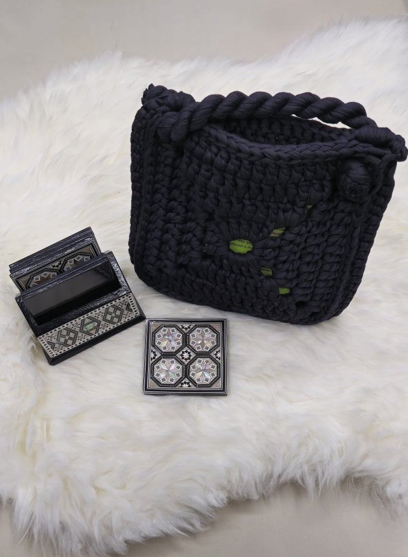 RandSac Black Crochet Top Handle Tote Handbag - Image 2