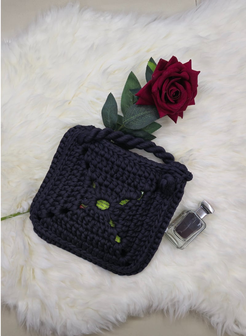 RandSac Black Crochet Top Handle Tote Handbag - Image 3