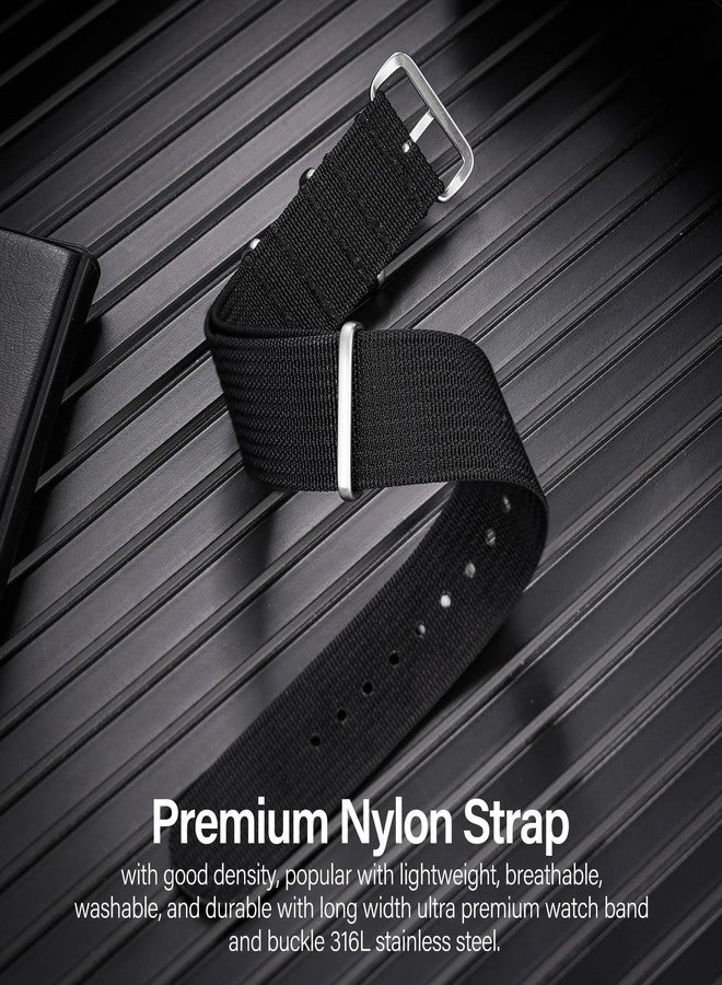 TACTICAL FROG Nylon Watch Band 18mm 19 mm 20mm 22 mm 24 mm, Waterproof Military Watch Straps Replacement for Men Women, With Stainless Steel Buckle (Black, 18mm) - Image 3