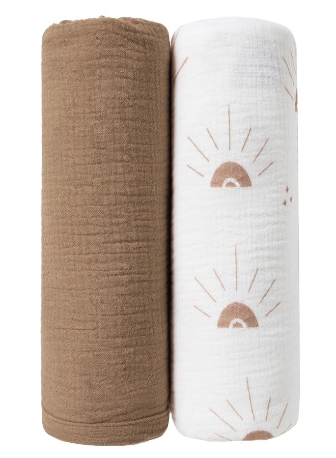 JELLYMONI Muslin Swaddle Blankets for Unisex, 2 Pack Newborn Receiving Blanket, Large 47 x 47 inches Soft Breathable Muslin Baby Blanket for Newborn Boys & Girl - Image 1