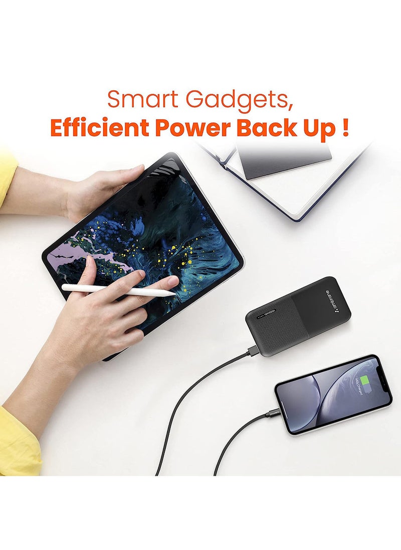 AMBRANE - Ambrane 20000 mah Power Bank With 20w Fast Charging, Triple Output, Power Delivery, Type C Input, Made in India, Multi-layer Protection, Li-polymer + Type C Cable (Stylo-20k, Black) - Image 1