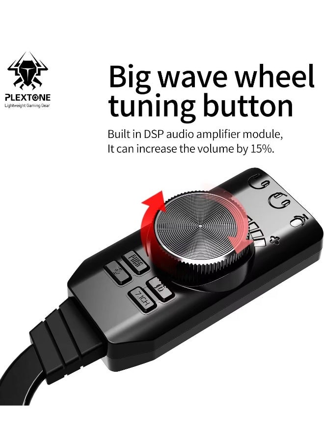 Plextone GS3 Mark II Virtual 7.1 Channel USB Sound Card Adapter Microphone and Stereo Sound Card Converter with Dual 3.5mm Headphone Jack, Including PUBG and League of Legends Sound Effects - Image 3