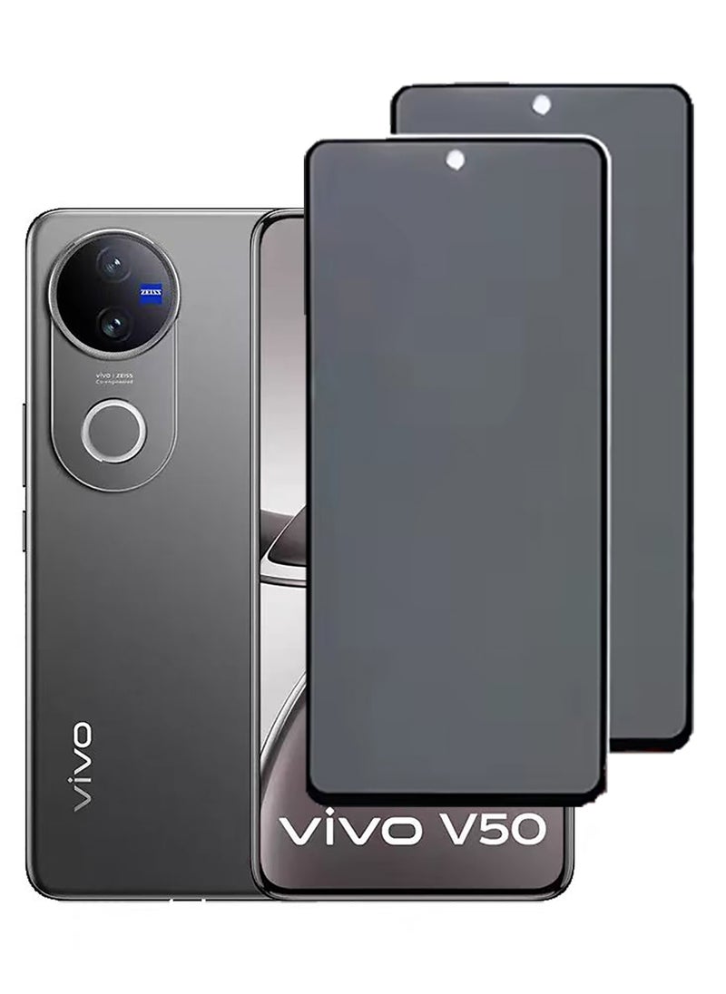 Generic 2 Pack Privacy Screen Protector for vivo V50 ,Support Fingerprint Unlock 9H High hardness Tempered Glass Film,Anti-Scratch Case  - Image 1