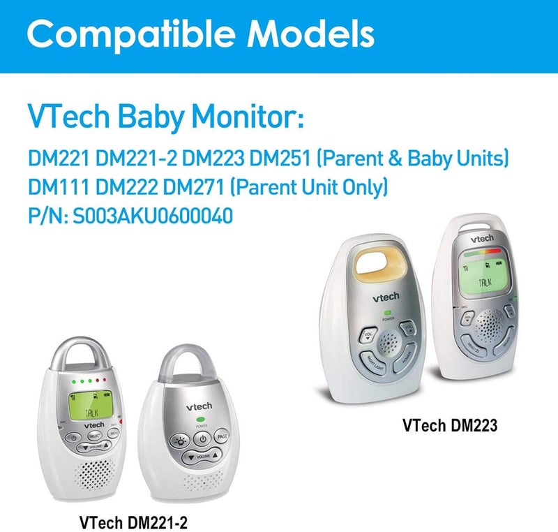 PLUSPOE Power Cord for VTech DM221 DM221-2 DM223 DM251(Parent & Baby Units) Sound Audio Baby Monitor Charger Power Adapter UL Listed, More with DM111 DM112 DM222 DM271 (Parent Unit ONLY), DC 6.0V 6.6ft - Image 2
