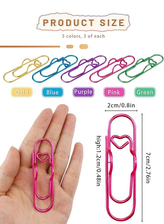 MXN 15 Pcs Paper Clips Colorful, Metal Paperclip Office Paper Clamp for Notebooks and School Office Supplies - Image 2