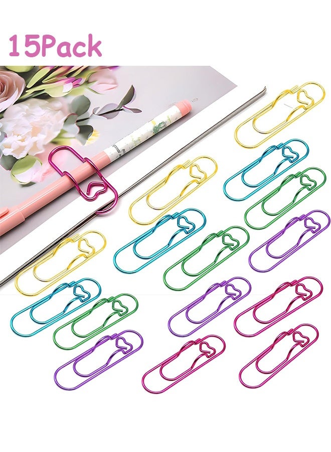 MXN 15 Pcs Paper Clips Colorful, Metal Paperclip Office Paper Clamp for Notebooks and School Office Supplies - Image 1