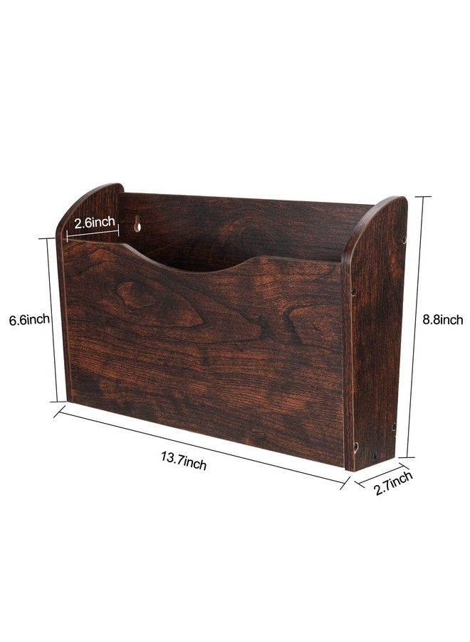 PAG Wall File Holder Wall Mounted Wood Hanging File Organizer For Office 2 Pockets Brown - Image 4