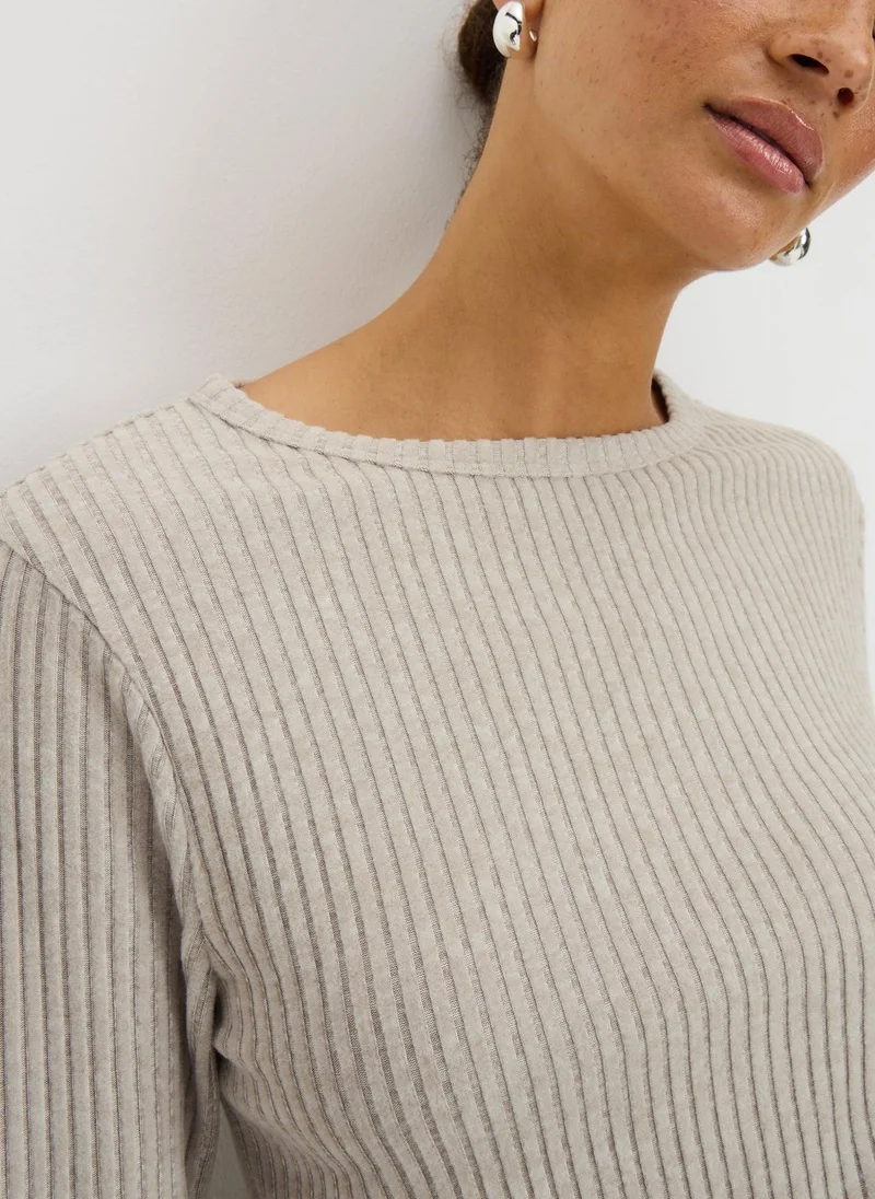 Matalan Mushroom Ribbed Soft Touch Long Sleeve Top