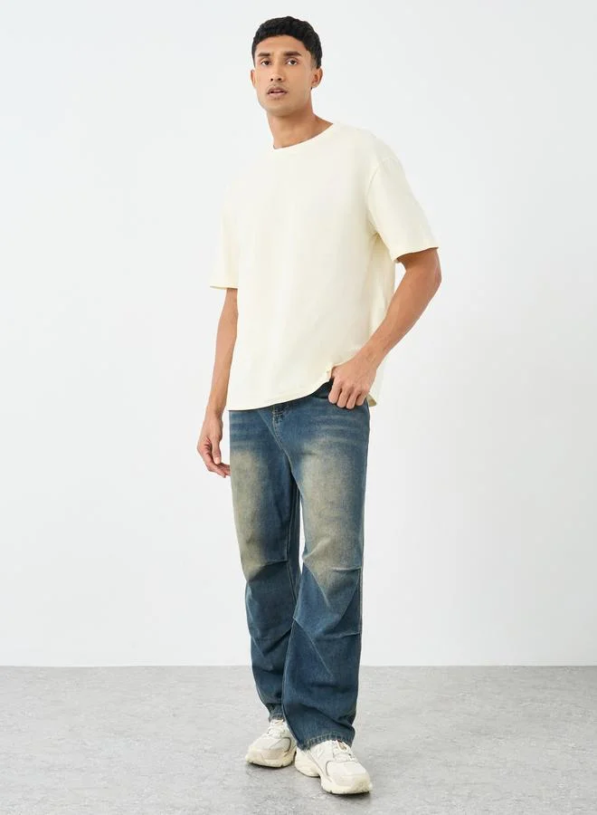 ستايلي تيشيرت رجالي كبير بطبعة يابانية على الظهر