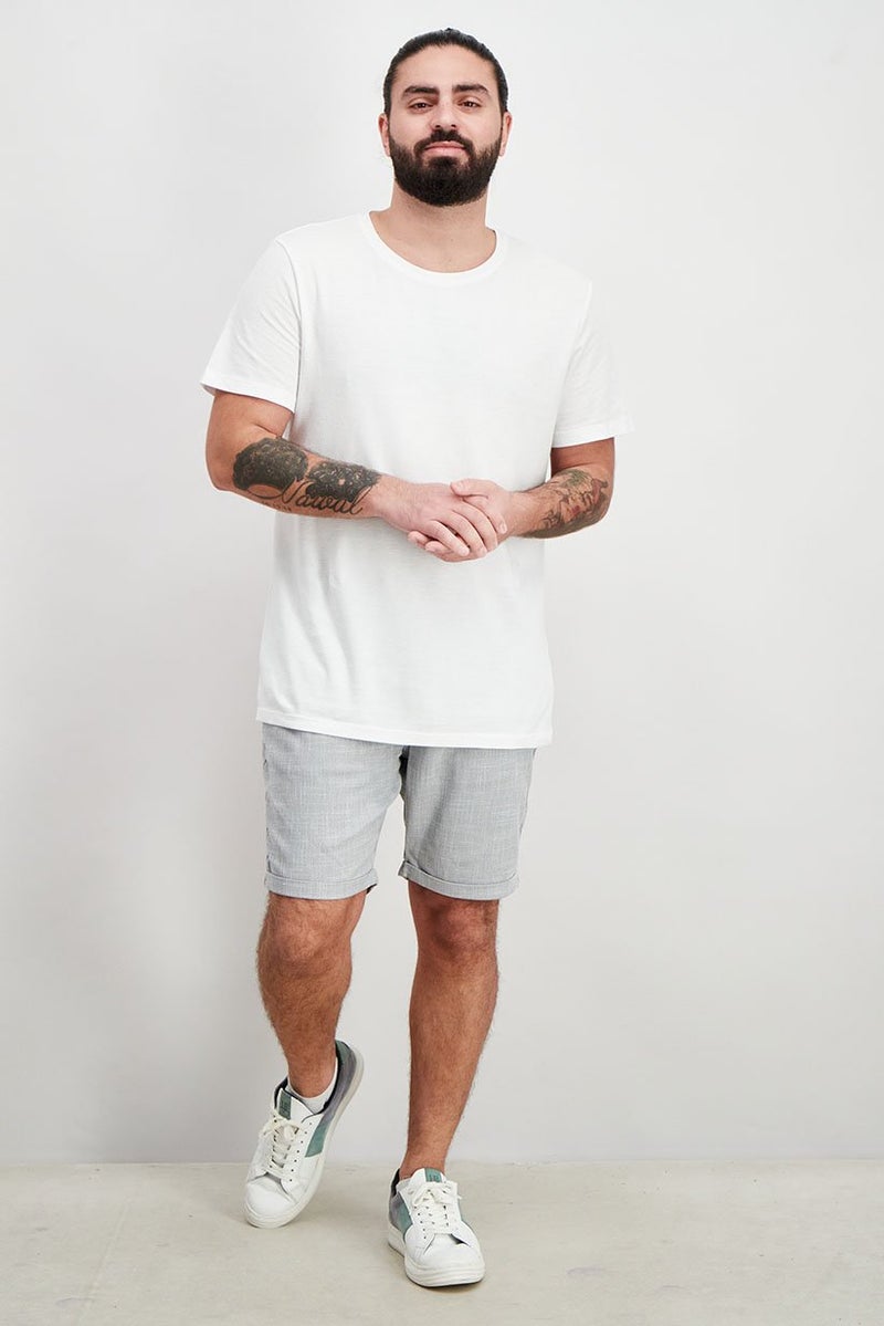 DeFacto Men Regular Fit Solid Basic Shorts, Grey - Image 3