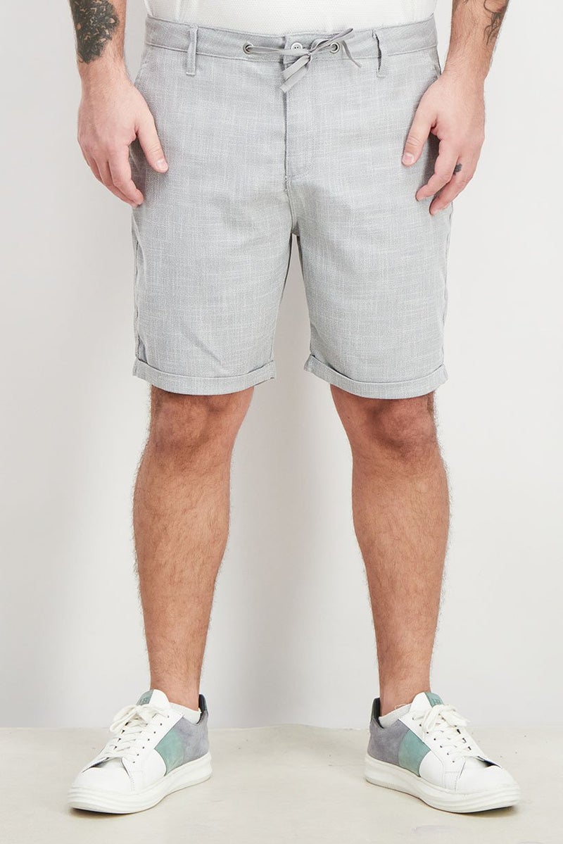 DeFacto Men Regular Fit Solid Basic Shorts, Grey - Image 1