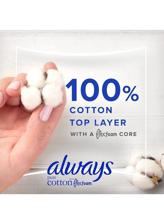 Always فوط نسائية قطنية نقية للنساء، الحجم 1، امتصاص عادي، عبوة متعددة، مع فليكس فوم، مع أجنحة، بدون رائحة، 28 قطعة × 3 عبوات (84 قطعة إجمالي)  - Image 2