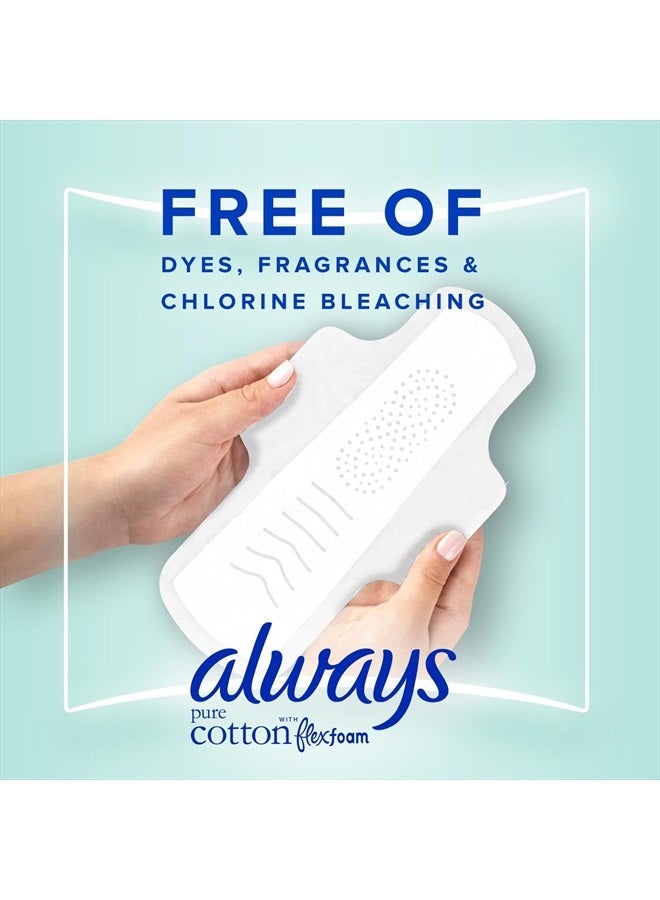 Always فوط نسائية قطنية نقية للنساء، الحجم 1، امتصاص عادي، عبوة متعددة، مع فليكس فوم، مع أجنحة، بدون رائحة، 28 قطعة × 3 عبوات (84 قطعة إجمالي)  - Image 3