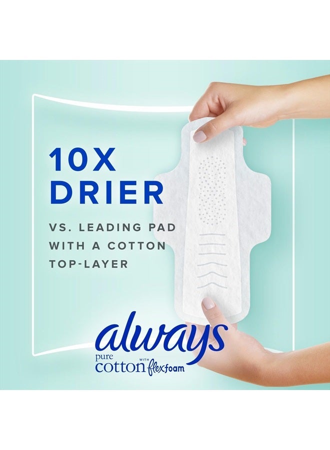 Always فوط نسائية قطنية نقية للنساء، الحجم 1، امتصاص عادي، عبوة متعددة، مع فليكس فوم، مع أجنحة، بدون رائحة، 28 قطعة × 3 عبوات (84 قطعة إجمالي)  - Image 4