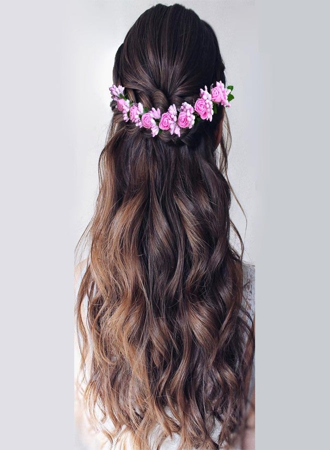 Hair Flare Rose Flower Hair Vein/Juda Bun Pin/Small Rose Tiara Hair Accessories for Women and Girls - 2568, Baby Pink - Image 4