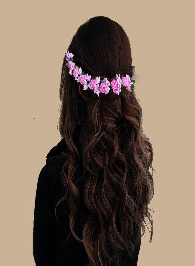 Hair Flare Rose Flower Hair Vein/Juda Bun Pin/Small Rose Tiara Hair Accessories for Women and Girls - 2568, Baby Pink - Image 3