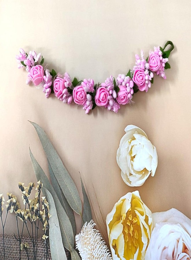 Hair Flare Rose Flower Hair Vein/Juda Bun Pin/Small Rose Tiara Hair Accessories for Women and Girls - 2568, Baby Pink - Image 5