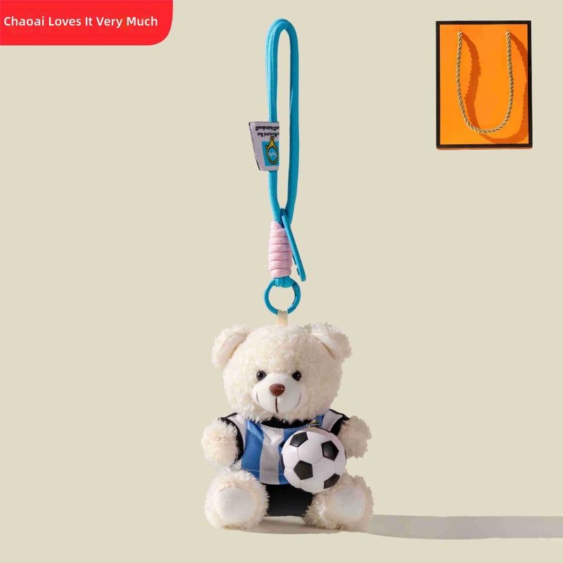 Cross-Border Fan Keychain with Cristiano Ronaldo, Real Madrid & World Cup Bear  Doll - Image 1