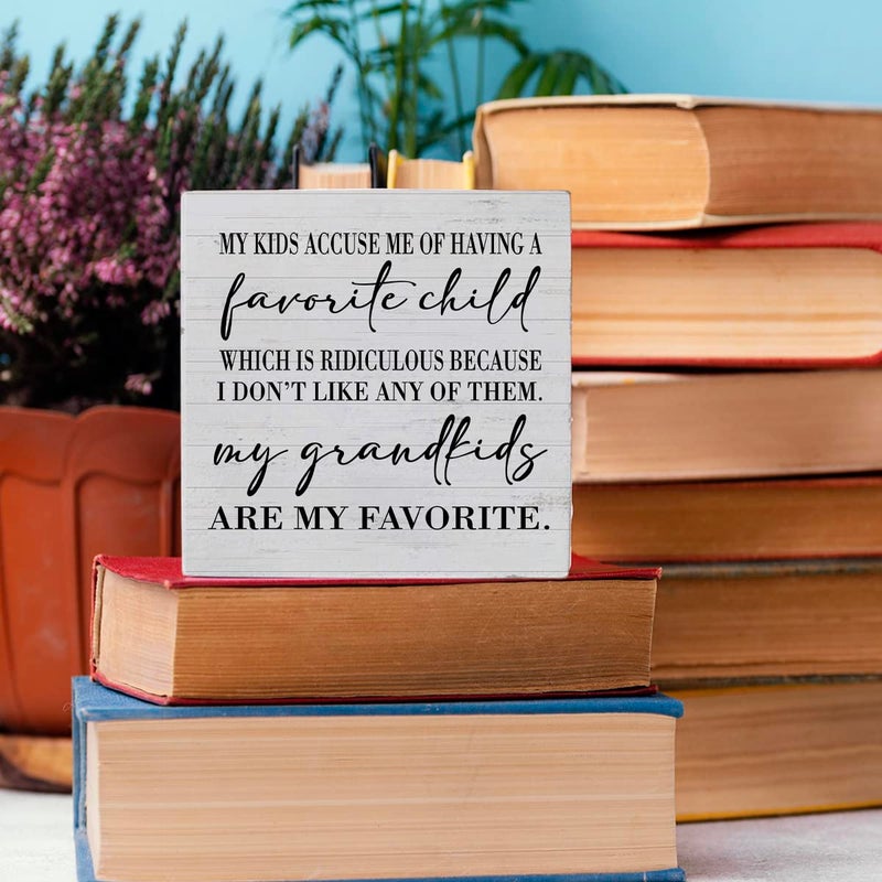 HTBIG Wooden Box Sign  Grandma's Favorite Grandkids  5.1 x 5.1 x 1.2 inches  Rustic Decorative Signage for Home  Office  Desk - Image 5