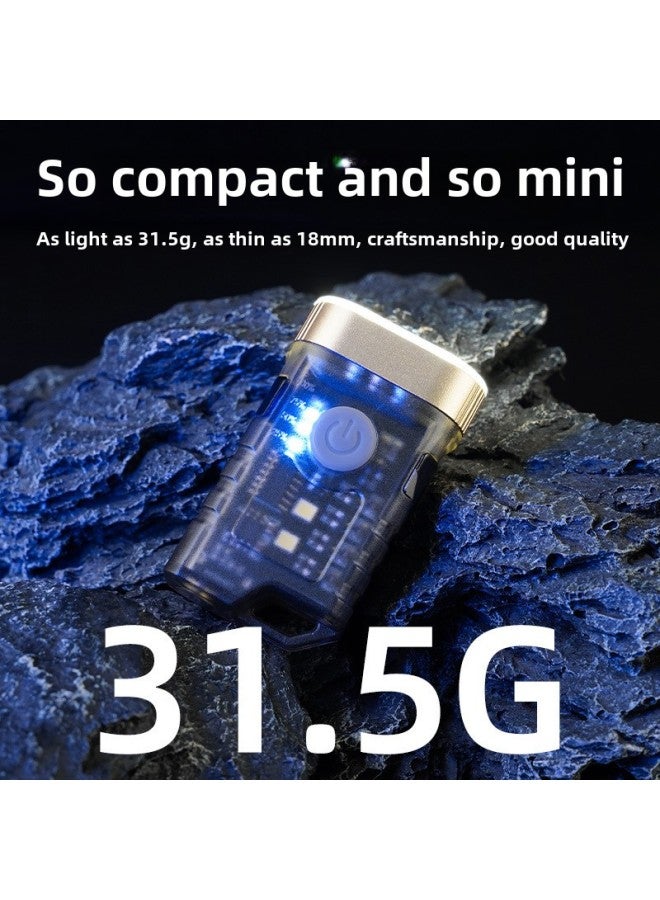 Portable Mini Key Chain Flashlight TYPE-C Charging Multi-function Red And Blue Warning Magnetic Cap Clip Lamp-Color:A-11 Keychain Hat Clip Light  - Image 2